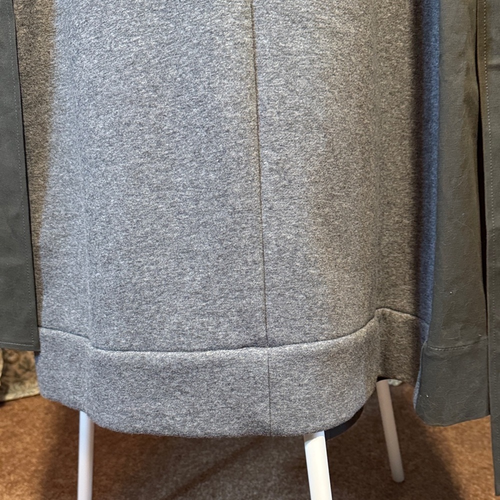EUC Good American 2 Tone Olive Gray Fleece Mixed Media Midi Trench - Picture 14 of 14